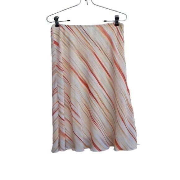 Vintage 70's Iz Byer Skirt Hippy Boho Sheer Aline Brushstroke Stripped Yellow L - Picture 2 of 8